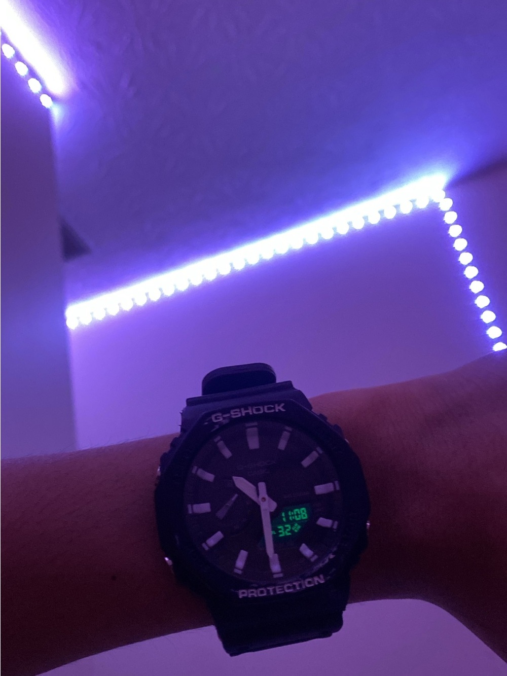 G-Shock Black Resin Analog-Digital Watch with Green LCD